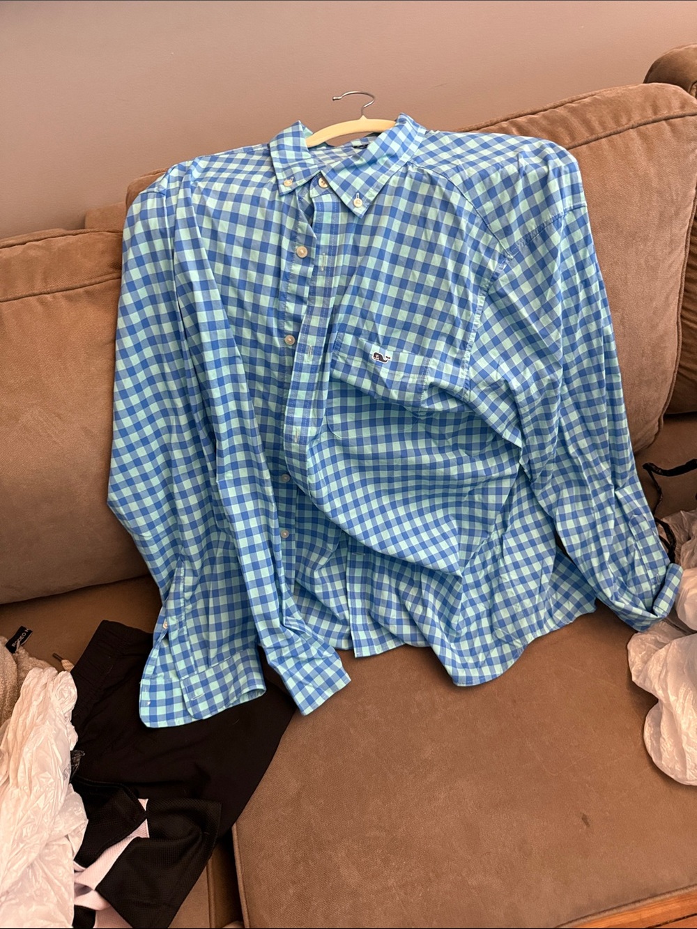 Vineyard Vines Blue and White Gingham Button-Down Shirt
